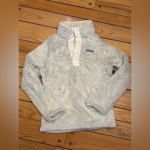 Columbia Jackets & Blazers - Columbia Soft Teddy Gray White Fleece Jacket Pullover size large